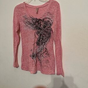 Pink  vintage Floral Graphic Long Sleeve Tee